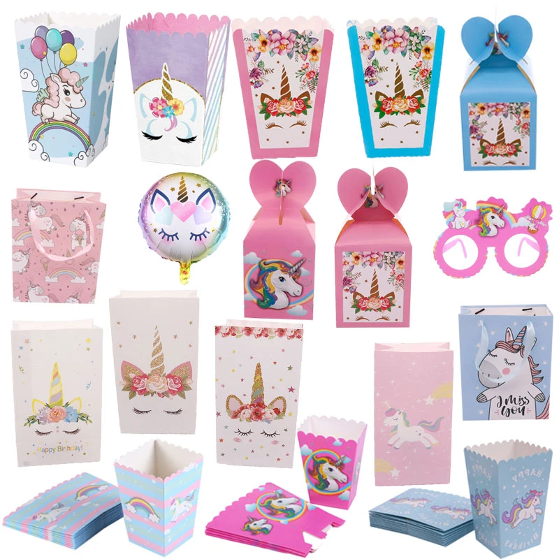 Decorations Licorne Pour Fete D Anniversaire Mignon Emballage Cadeau Sac En Papier Boite A Bonbons Pop Corn Decoration Reception Cadeau Pour Bebe Fete D Anniversaire Sup Aliexpress