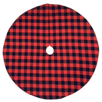 

Bottom Decoration Of Christmas Tree Black And Red Checked Tree Skirt Festival Scene Matching Bottom Decorative Cloth