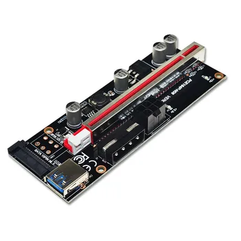 

Newest PCI-E Riser 009S Plus PCI-E 1X TO 16X Slot Adapter Riser Card 60cm USB 3.0 Red Cable 4pin 6pin SATA Power for BTC Mining