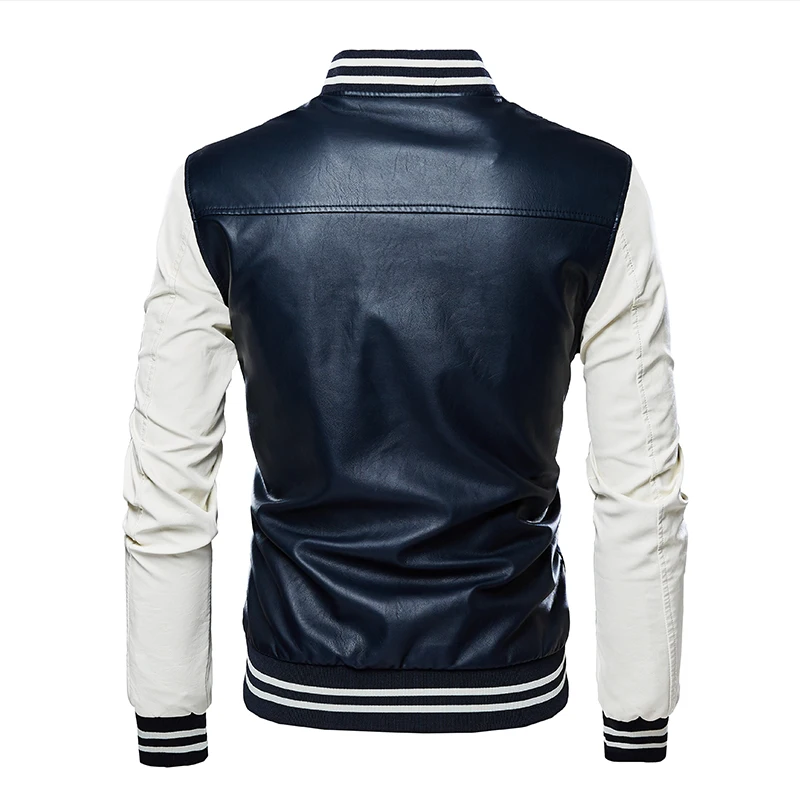 Кожаная куртка с вышивкой для мужчин, бейсбольные куртки для мотоциклистов, мужская верхняя одежда, Флисовая теплая куртка из искусственной кожи, большие размеры, M-4XL