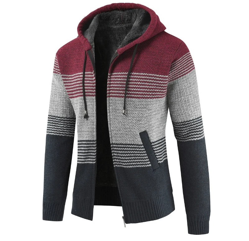 CS8821 Red Зимние мужские пальто и куртки теплые флисовые мужские повседневные пэтчворк толстые шерстяные куртки с капюшоном на молнии пальто Мужская Уличная верхняя одежда - Цвет: CS8821 Red