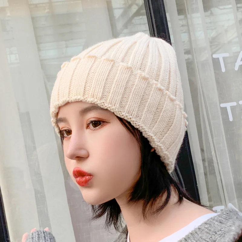 Новая Вязаная шшапка harajuku Мода головные уборы Skullies Вязание шляпа, мужские и женские бейсбольные кепки, негабаритный Slouchy мешковатые зима теплая Мужская Лыжная Шапочка - Цвет: beige