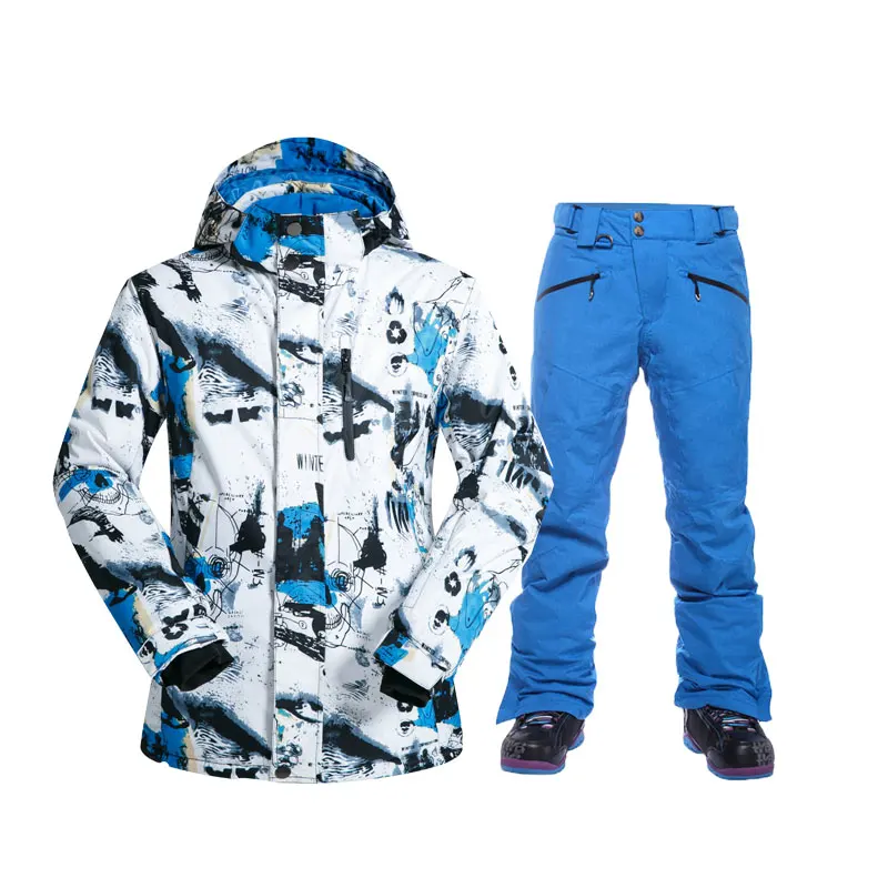 blue pants SAENSHING костюмы для сноубординга, мужские зимние лыжные костюмы, термоводонепроницаемая куртка для сноуборда, лыжные штаны, дышащий зимний костюм, лыжный костюм для улицы - Цвет: blue pants