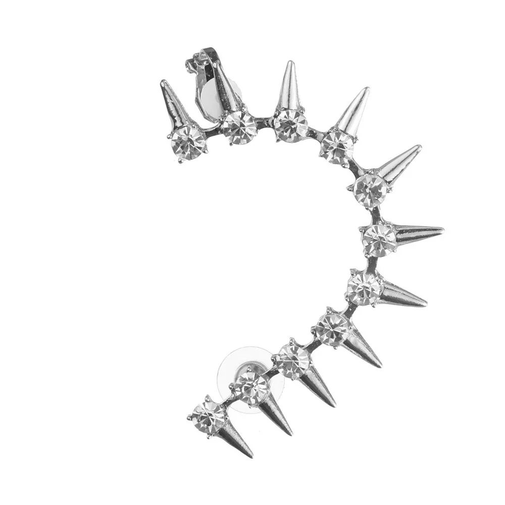 A-silver Модные серьги Cyrstal в стиле панк, заклёпки, запонки для ушей, модный инкрустированный стразами, сплав, серьги, готические вечерние украшения, клипсы - Окраска металла: A-silver