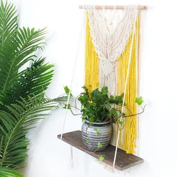 

Macrame Hanging Planter Basket Wall handmade plant hanger pot indoor purl edging and wood bead Party Wedding Home Decor/