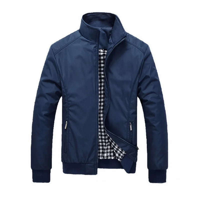 MoneRffi мужские куртки больших размеров 5XL одноцветные Классические мужские куртки весенне-осенние ветровки повседневные деловые куртки - Цвет: Синий