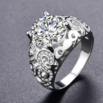 

Vintage Luxury Pattern Hollow Zircon Ring Elegant Female Fashion Romantic Jewelry Gift