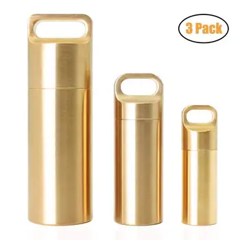 

3Sizes Aluminium Alloy Pill Cases Multifunctional Brass Seal Cabin Waterproof Medicine Pill Drug Cigarette Cases EDC Pill Case 4