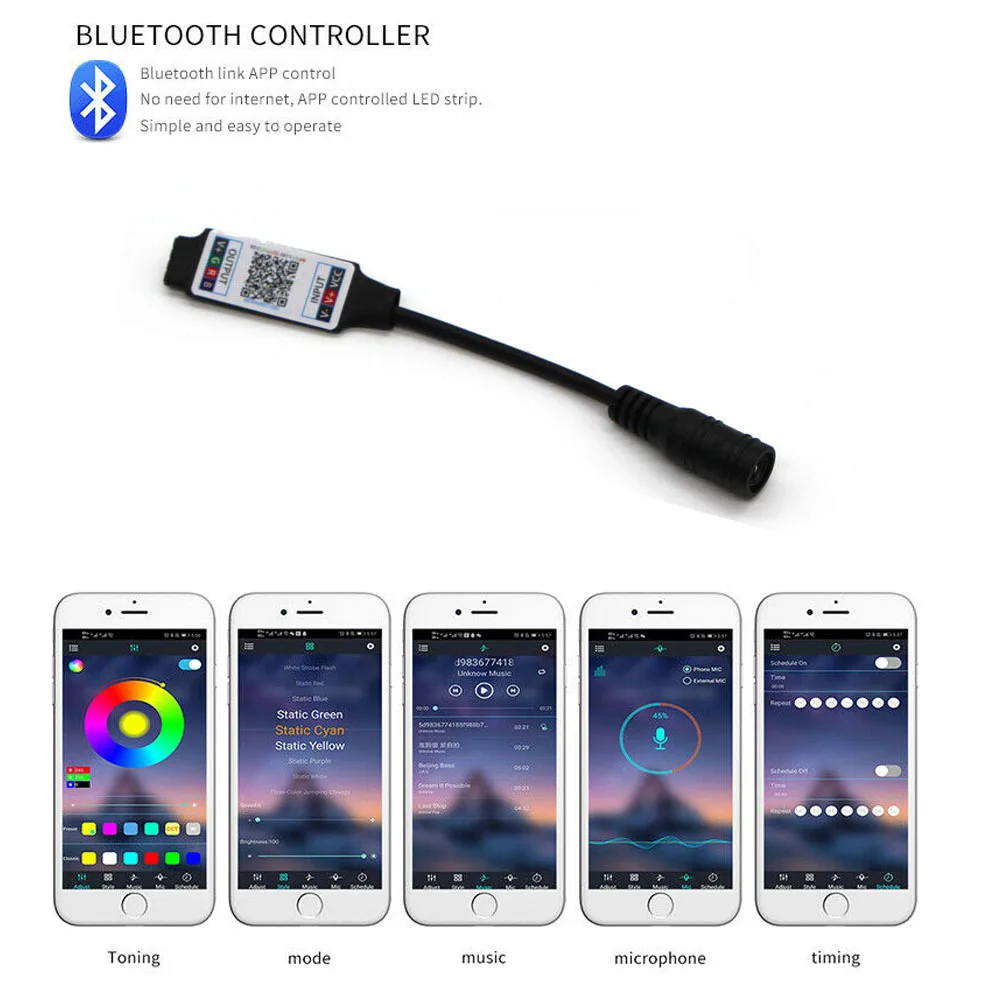 Bluetooth-совместимый музыкальный таймер подходящий светодиодный контроллер для 5 В