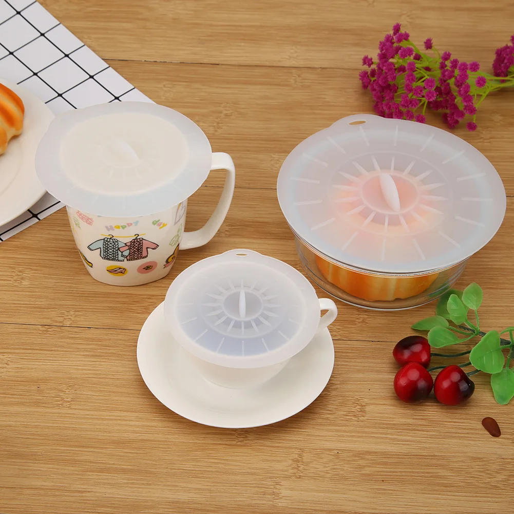 Silicone Cup Lid Silicone Cup Lid Anti-Dust Bowl Cover Cup Seals Lids Drinking Lid FDA Silicone Heat Resistant Sealed Cover Drinkware Home