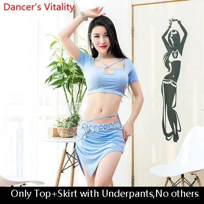 Top Skirt as Photo Одежда для танца живота новая летняя тренировочная одежда Топ Юбка комплект из 2 предметов для женщин начинающих модал костюм для выступлений - Цвет: Top Skirt as Photo