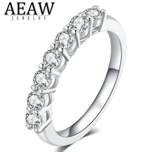 0.7ctw 3mm DF Round Cut Engagement&Wedding Moissanite Lab Grown Diamond Band Ring Sterling Silver for Women