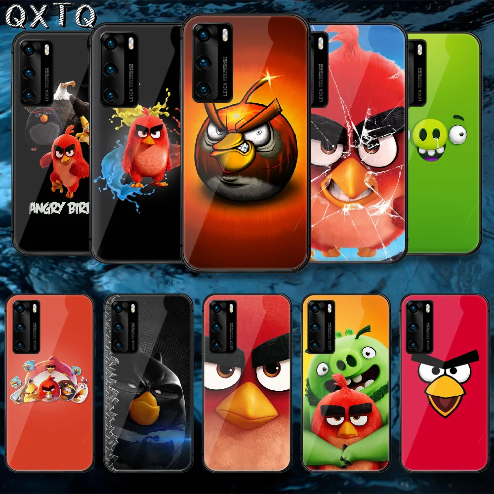 QXTQ Cute Bird Angry Cartoon Tempered Glass Phone Case Cover For Huawei Honor Mate P 8 9 10 20 30 40 A X I Pro Lite Smart 2021 | Мобильные