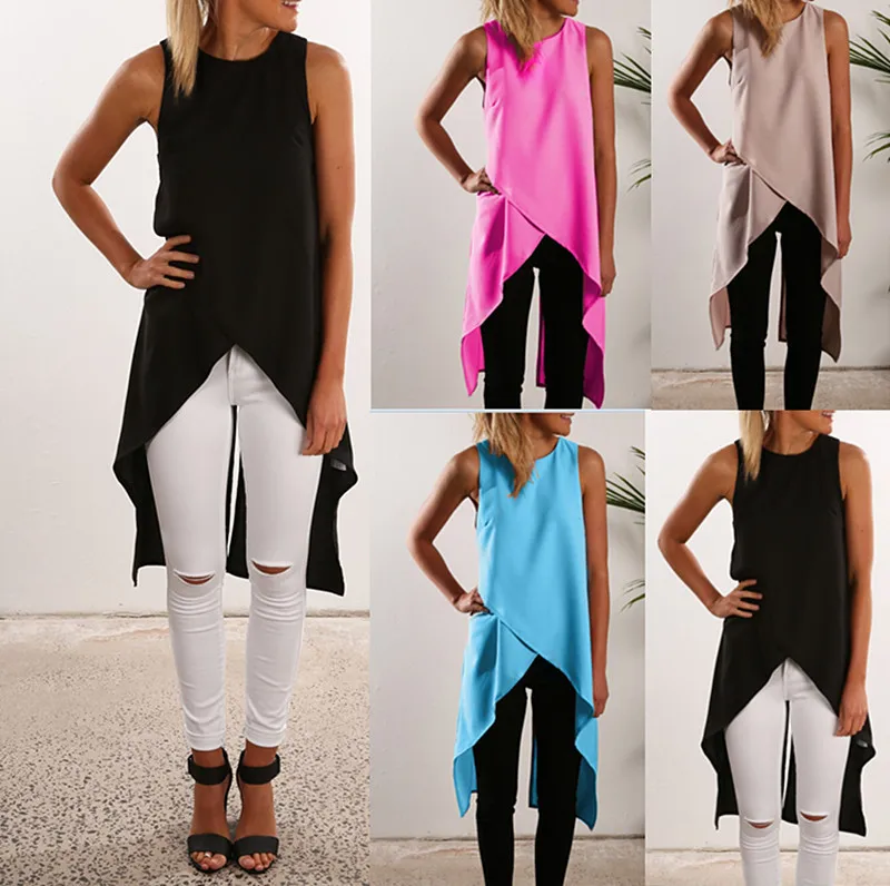 

Never Lower Rack 1175 AliExpress EBay New Style Vest Cross Irregular Chiffon Blouse WOMEN'S Dress