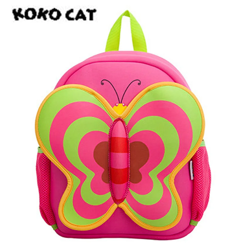 Butterfly KOKOCAT 3D милые бабочки водонепроницаемые детские школьные сумки мультфильм Животные школьные рюкзаки для девочек подростков большой емкости ребенка - Цвет: Butterfly