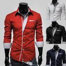 Camisa Masculina тонкая модная мужская рубашка в полоску разных цветов Повседневная с длинным рукавом для весны и осени 5 цветов