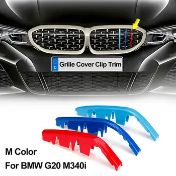 

3pcs Car 3D M Styling Front Grille Trim Strip Cover Bumper Stripes Cover Stickers For BMW G20 M340i ABS Snap-on Installation