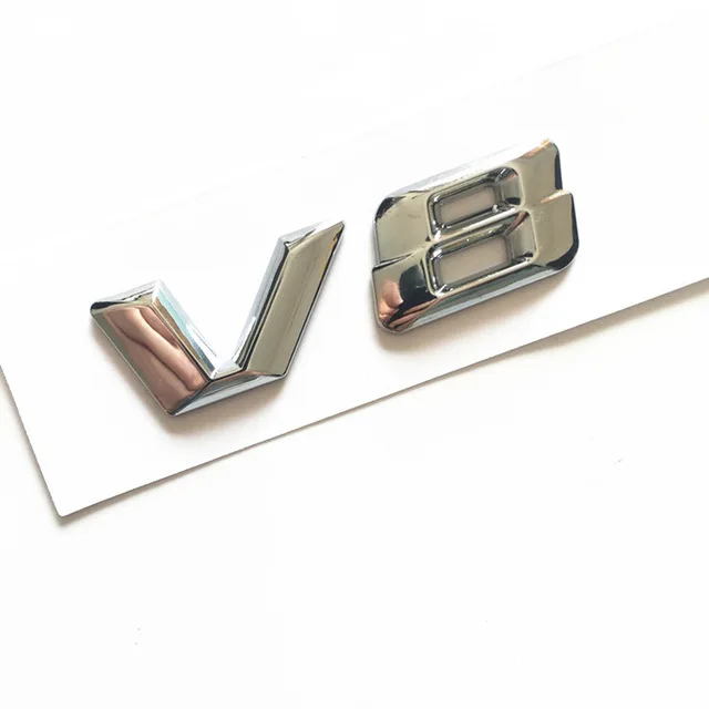 V8 chrome silver Автомобильный Стайлинг, переоборудование, наклейка, черный, красный, хром, 3D, острый шрифт, буквы V8 V12, эмблема, значок для Mercedes Benz AMG, крыло, боковой логотип - Цвет: V8 chrome silver