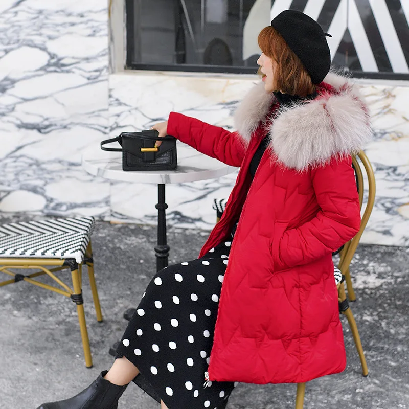 Down parka cultivate morality joker thickening heavy hair brought down cotton-padded jacket female warm coat