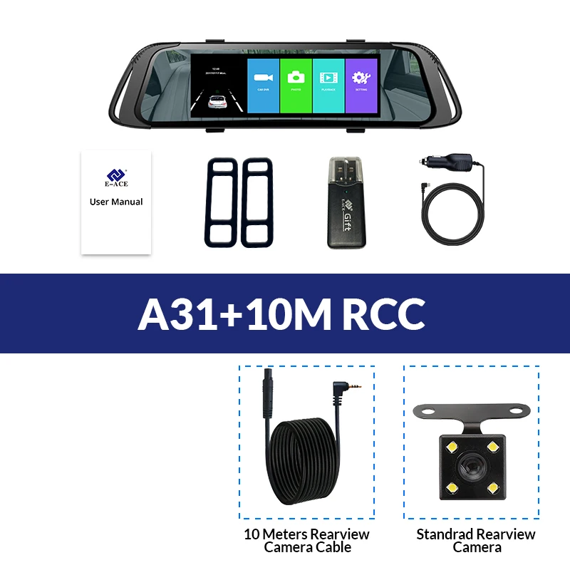 E-ACE A31 7 дюймов Автомобильный видеорегистратор с сенсорным экраном видео Регистраторы с заднего вида Камера зеркало видеорегистратор Даш Cam автомобильная видео регистратор Dashcam