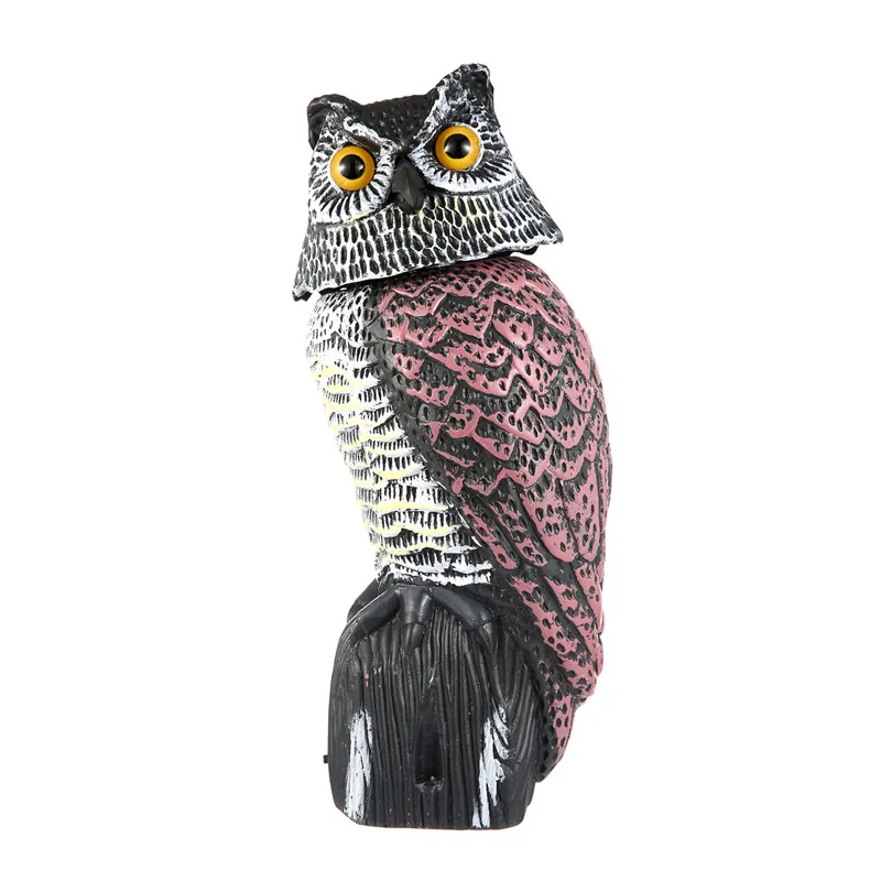 Realistic Bird Scarer Rotating Head Sound Owl Prowler Decoy Protection Repellent Pest Control Scarecrow Garden Yard Move