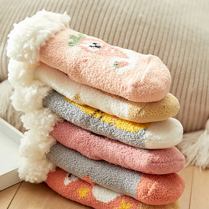 Children's Socks For Newborns Girls Boys Baby Anti-slip Child  Plus Thick Terry Warm Winter Cute Christmas Socks For Kids 0-6Y 3