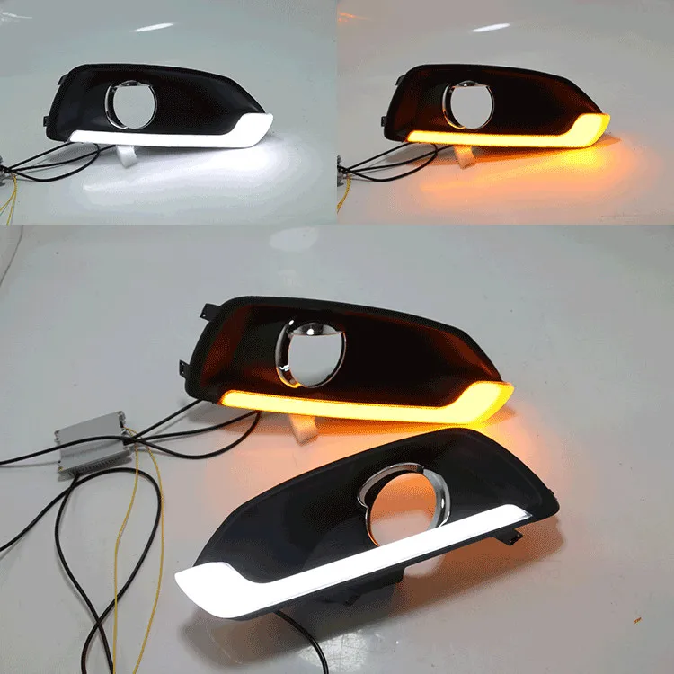 EOsuns led drl дневные ходовые огни+ передние противотуманные фары для Suzuki S-CROSS с динамическим движущимся желтым поворотным сигналом