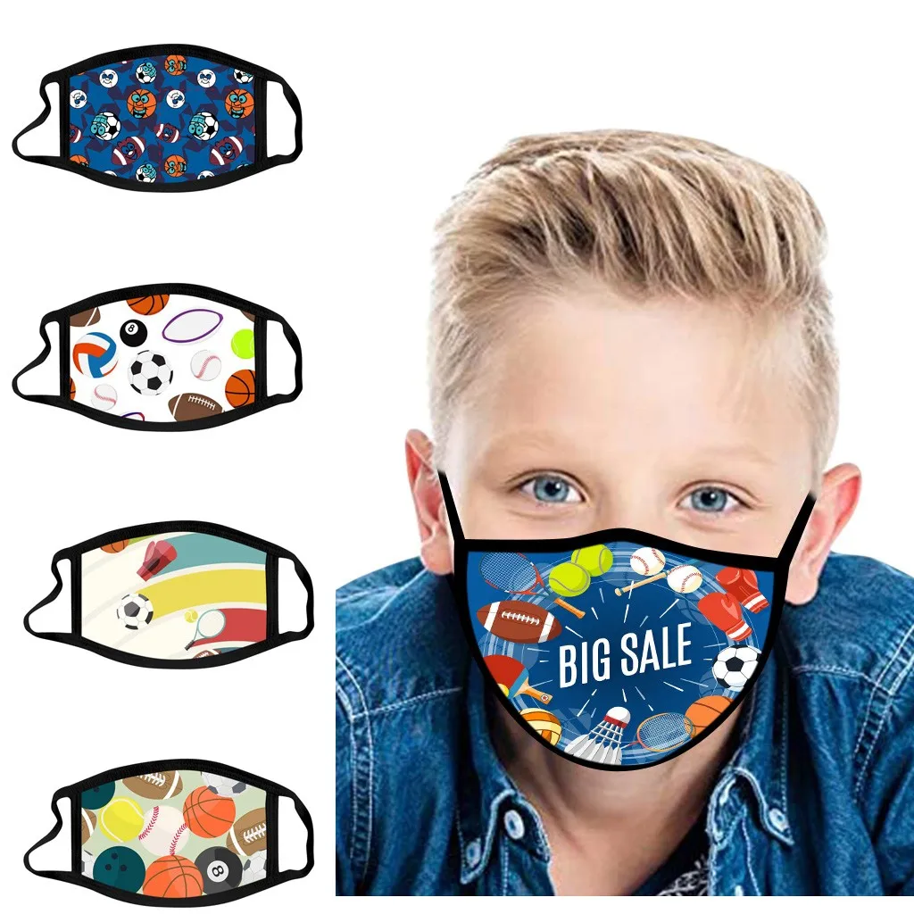 Boys Preference Printed Mask Football Basketball Rugby Baseball Breathable Washable Outdoor Masks Face Protctor Children's | Дом и сад