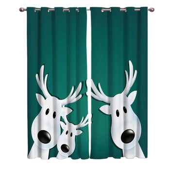 

Christmas Theme Winter Elk Cute Fawn Pattern Blackout Window Curtains Living Room Curtain Kitchen Blackout Curtains