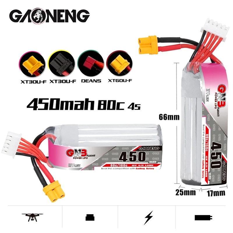 10 шт./компл. GNB 4S 15 2 в HV LiPo Battery 450MAH 80C/160C T/XT30U-F Plug для Beta85X Whoop Quadcopter FPV Racing Drone RC parts |