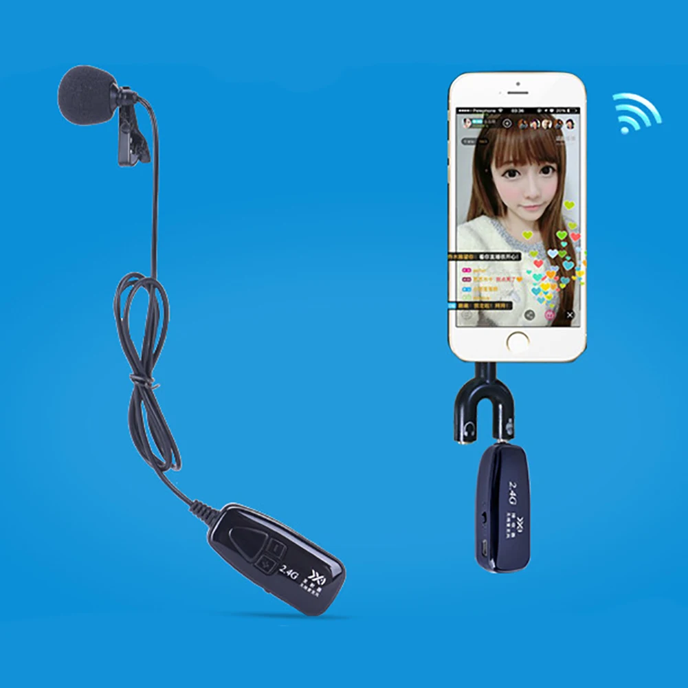 2.4G Wireless Microphone Automatch Condenser Headset with Metal Collar Clip Mic