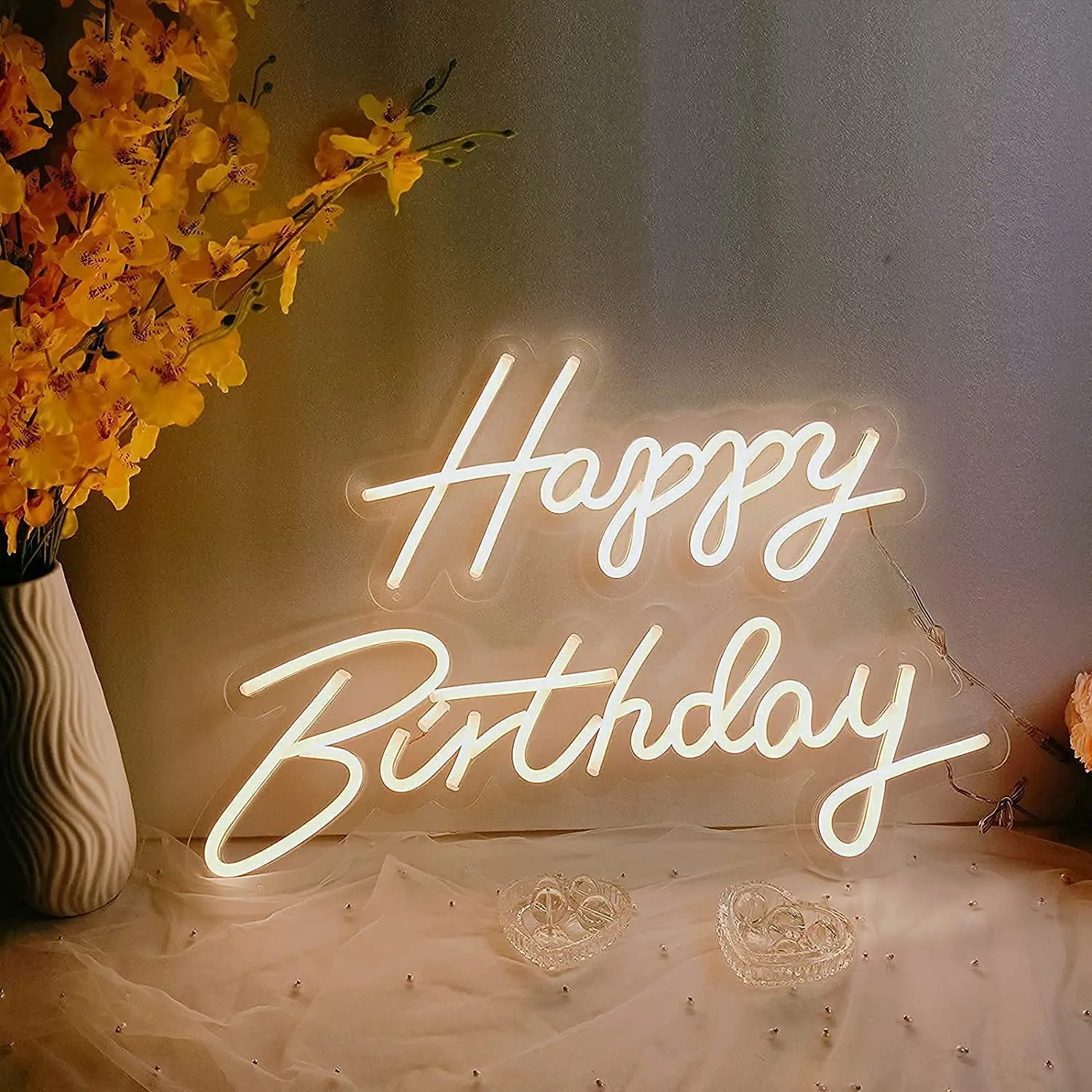 

23''x 16''Happy Birthday Led Neon Signs Acrylic Light for Bar Pub Club Home Restaurant Wall Hanging Neon Lights Party Decor