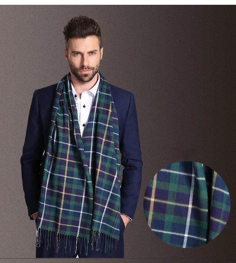 Warm Winter Men Scarf New Soft Cotton Scarves double-sided plaid scarf Business Shawl Neck Wrap Long scarves 35*160cm