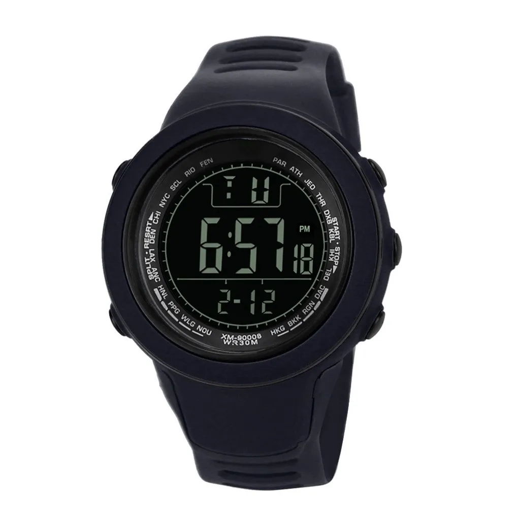Navy Мужские спортивные часы s/ladies, водонепроницаемые Уличные светодиодные электронные цифровые часы с дисплеем, наручные часы для мужчин, мужские часы - Цвет: Navy