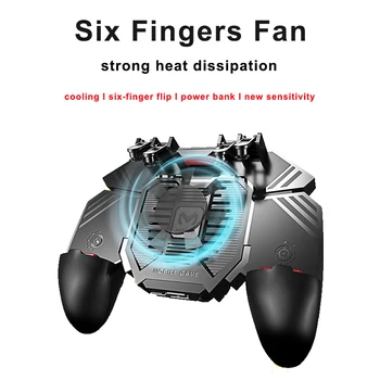 

AK77 for PUBG Helper Mobile Phone Multi-function Gamepade Radiator Handle Water-cooled Fan Six Fingers PUGB Handle Power Bank