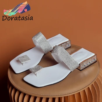 

DORATASIA Sexy Women Flip Lop Outdoor Summer Shoes Low Heel Rhinestone Brand Sandals Women Summer Slippers