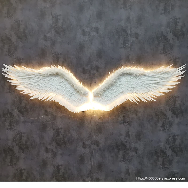 Популярный фон украшения стены реквизит освещенные ангельские крылья с перьями
