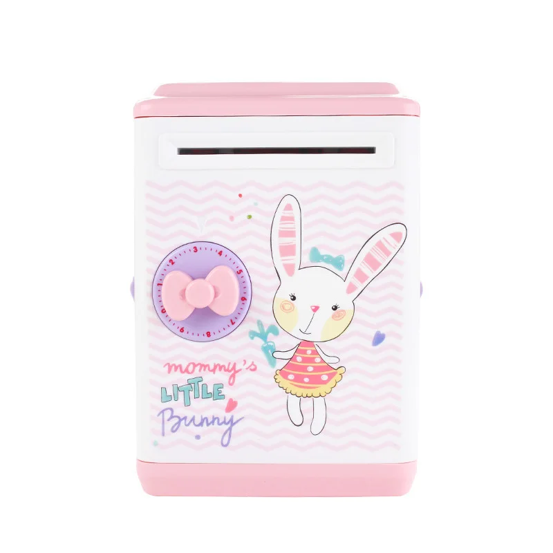 pink rabbit Отпечаток пальца Электронная Копилка ATM пароль копилка для монет Для детей день рождения Рождественский подарок - Цвет: pink rabbit