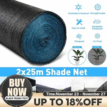 

2x25m Anti-UV Sunshade Net Outdoor Garden Sunscreen Sunblock Shade Cloth Net Greenhouse Courtyard Plant Car Cover