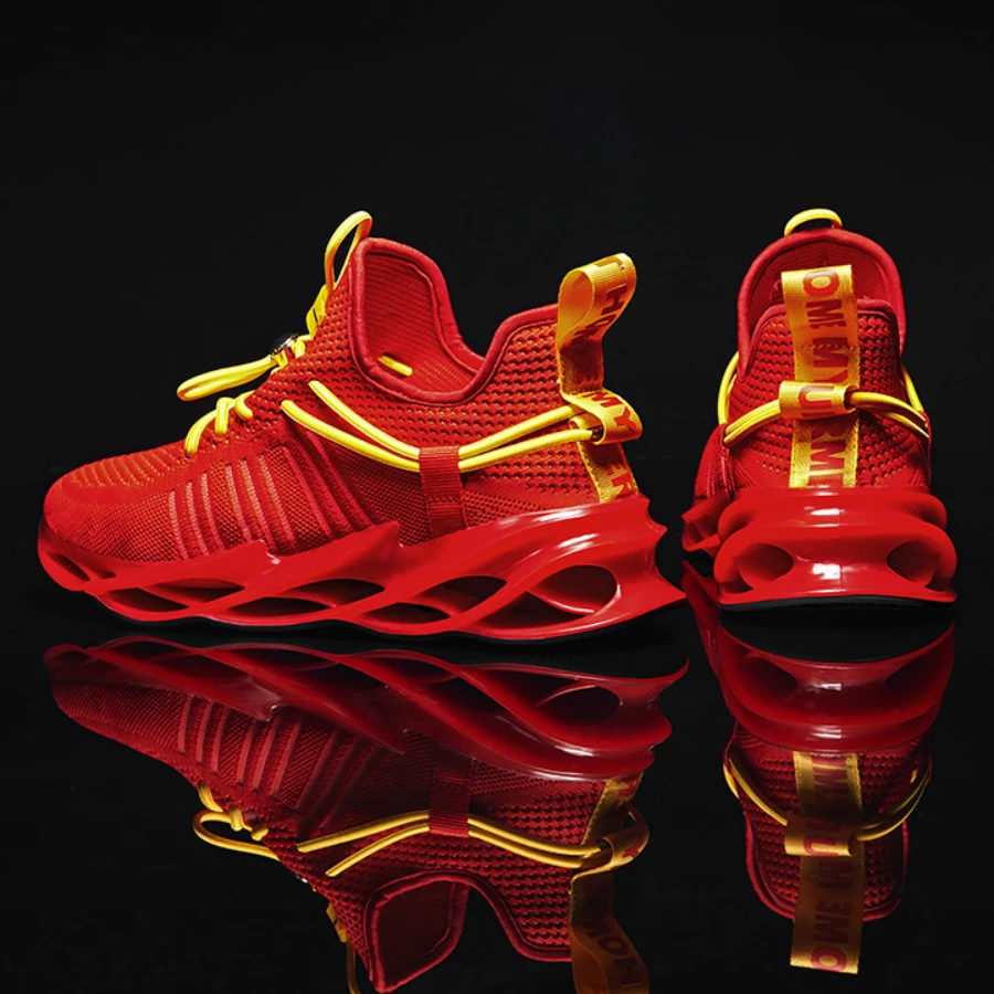 Cena 2019 mężczyźni Sneakers buty sportowe do biegania poduszki oddychające sportowe na zewnątrz Walking Zapatos De Hombre nowy Trend ostrze Zapatillas