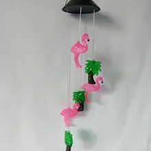 Солнечный ветряной колокольчик Солнечный Цвет Изменение ветряной колокольчик Пальма Фламинго светодиодный солнечный садовый светильник