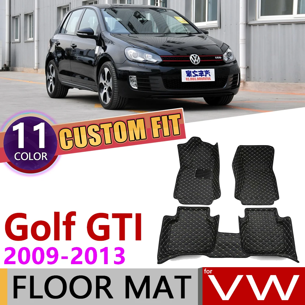 Кожаные автомобильные коврики на заказ для Volkswagen VW Golf 6 GTI MK6 5K 2009~ 2013 5 мест, коврик для ног, аксессуары для ковров 2010 2011 2012