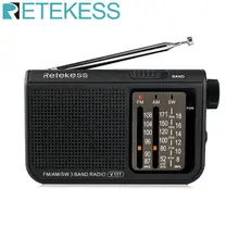 RETEKESS V117 AM FM SW portátil superior Transistor de Radio receptor de Radio de onda corta de la batería avanzada sintonizador receptor