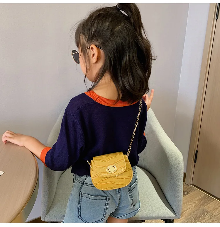 Модный детский кошелек для монет, винтажная мини-сумка через плечо из искусственной кожи со змеиным узором для девочек, милая маленькая детская цепь, сумка на плечо