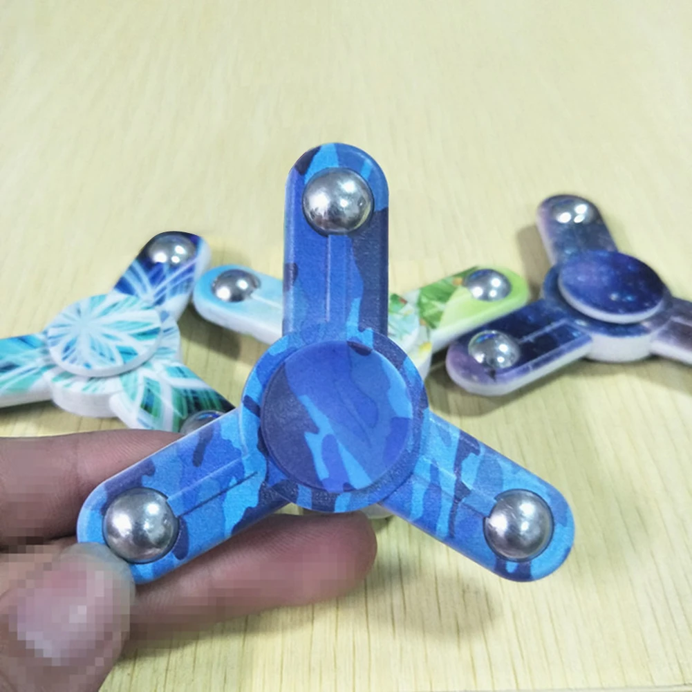 Камуфляж звездное небо Tri-Spinner малыш сжимающий ручной Спиннер для пальца, гироскоп аутизм снятие стресса игрушки для детей и взрослых подарок
