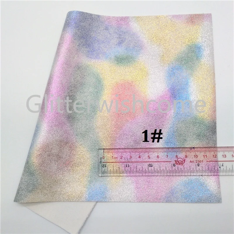 Glitterwishcome 21X29 см A4 размер винил для бантов мягкий стрейч Радуга кожа ткань, искусственная кожа листы для бантов, GM538A