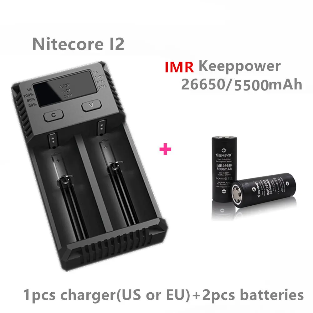 2 шт. keeppower IMR 26650 5500 мАч 15 а с 1 NITECORE новинка литиевое перезаряжаемое зарядное