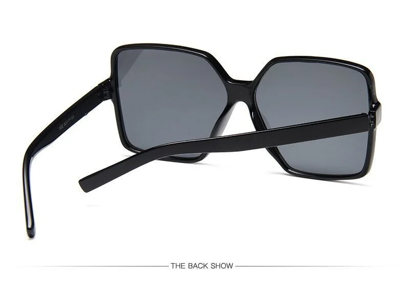 Svarta fyrkantiga överdimensionerade solglasögon Kvinnor Stor ram Färgglada solglasögon Kvinnliga Spegel Oculos Unisex Gradient Hip Hop nyanser