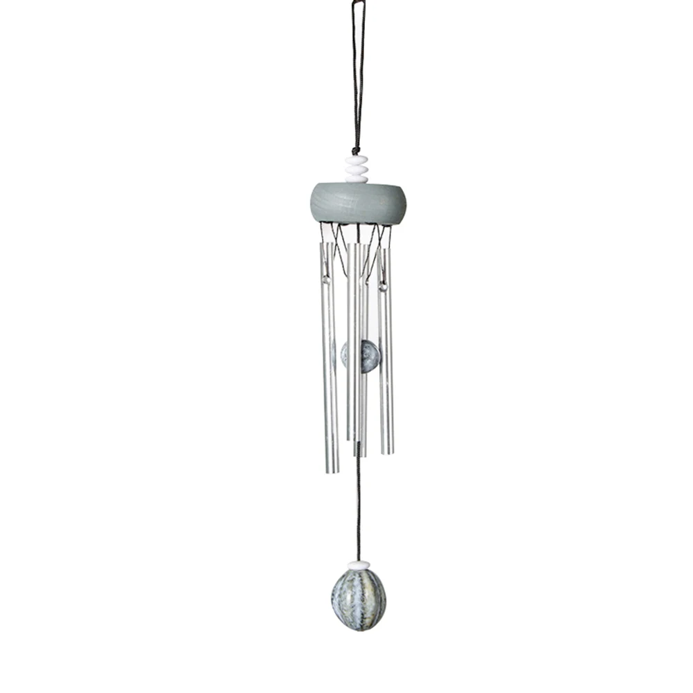 gray Wind Chime 4 алюминиевые металлические трубы ретро деревянные Windchime для сада патио балкона TB - Цвет: gray