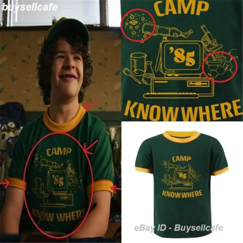 

Stranger Things 3 Dustin T-Shirt Camp 85 Know Where Men TShirt Cosplay Tee Top